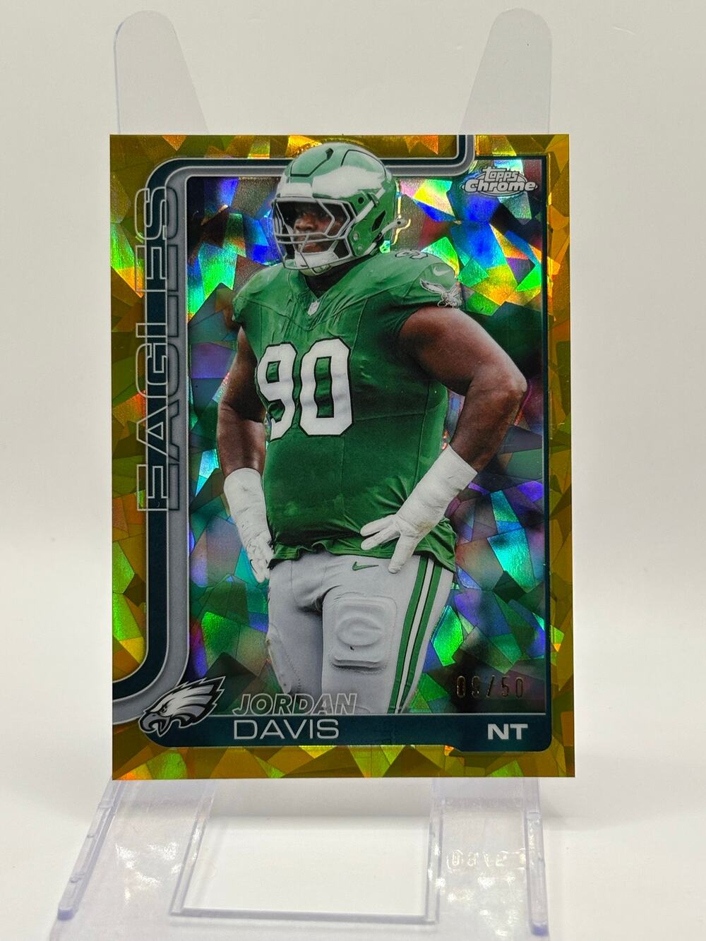 2025 Topps Chrome Sapphire Jordan Davis Gold Refractor 9/50 SP Eagles
